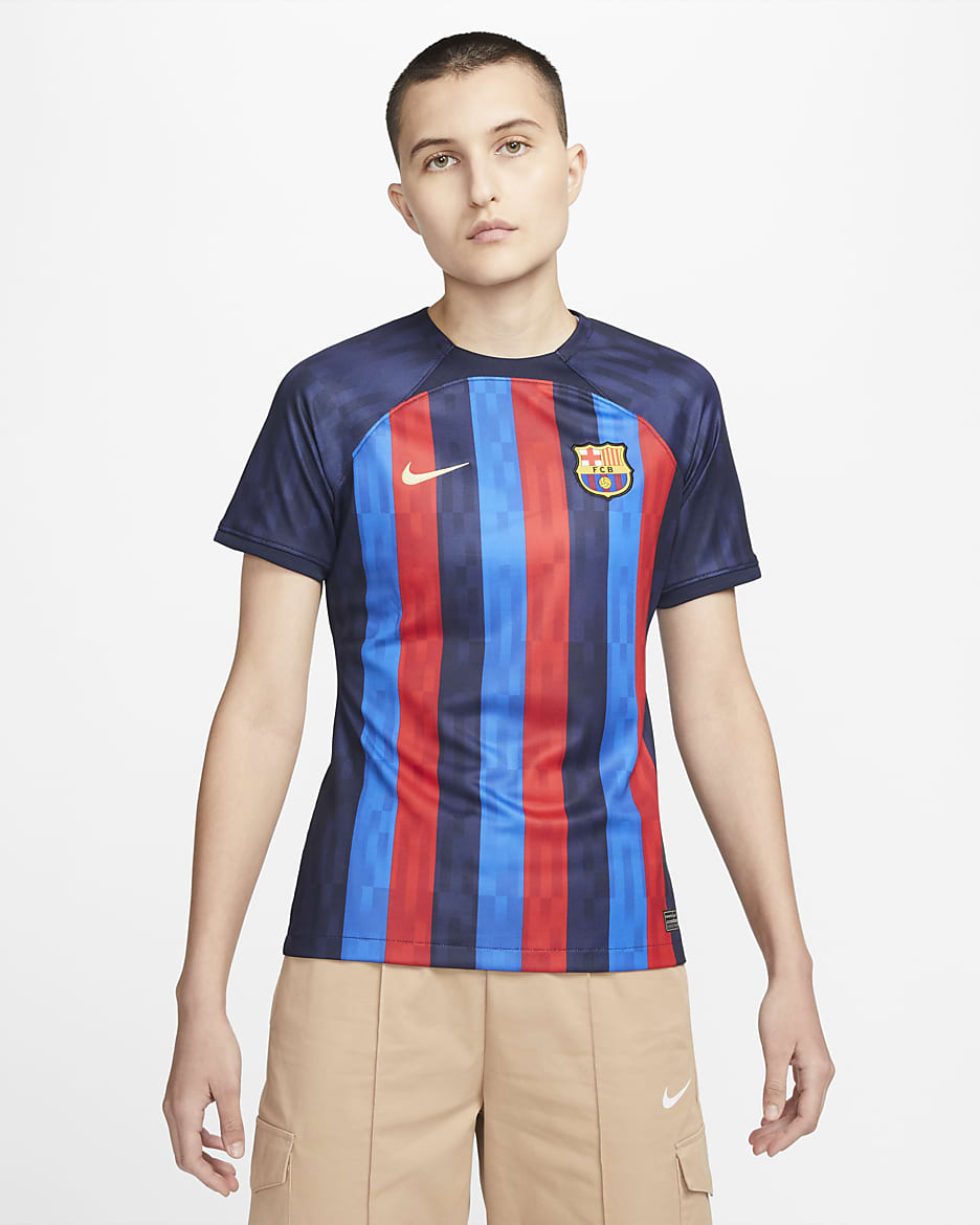 F.C. Barcelona 2022/23 Stadium Home Women's Nike Dri-FIT Football Shirt - Obsidian/Game Royal/Sesame