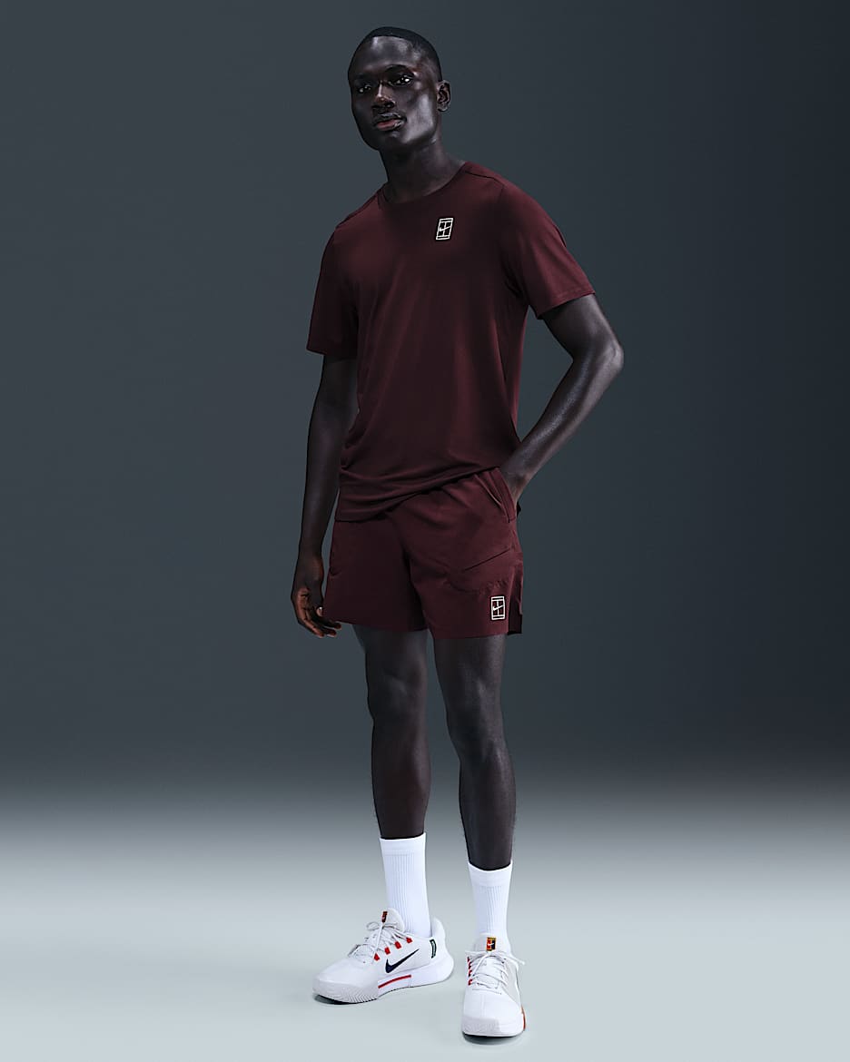 NikeCourt Advantage Men's Dri-FIT 6" Tennis Shorts - Burgundy Crush/White