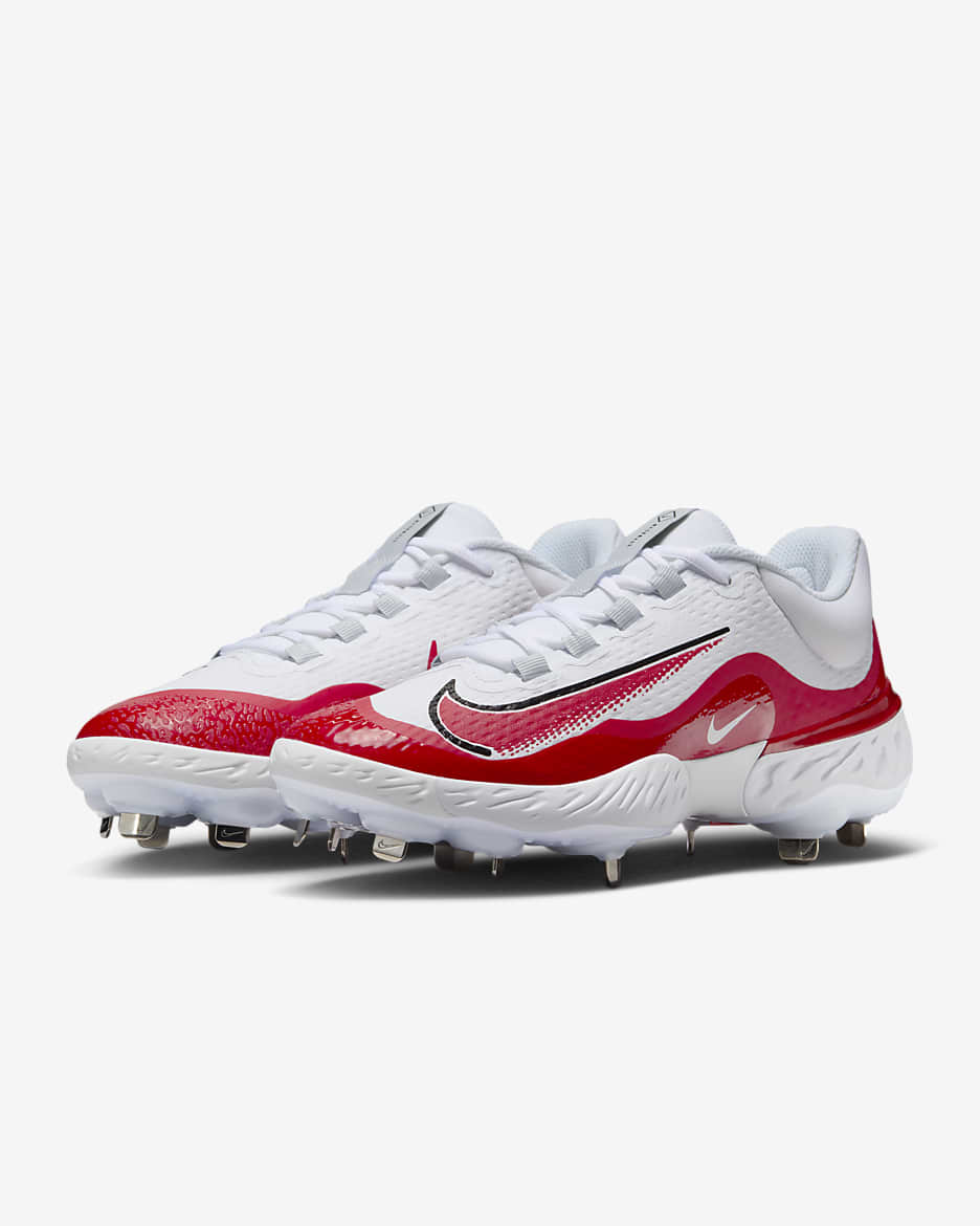 Nike Alpha Huarache Elite 4 Low Men's Baseball Cleats - White/Black/Blue Tint/University Red