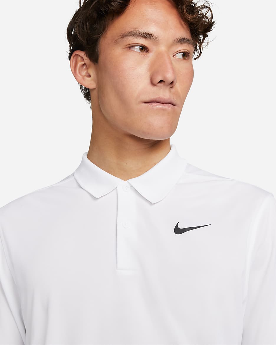 Nike Dri-FIT Victory 男款長袖高爾夫球衫 - 白色/黑色