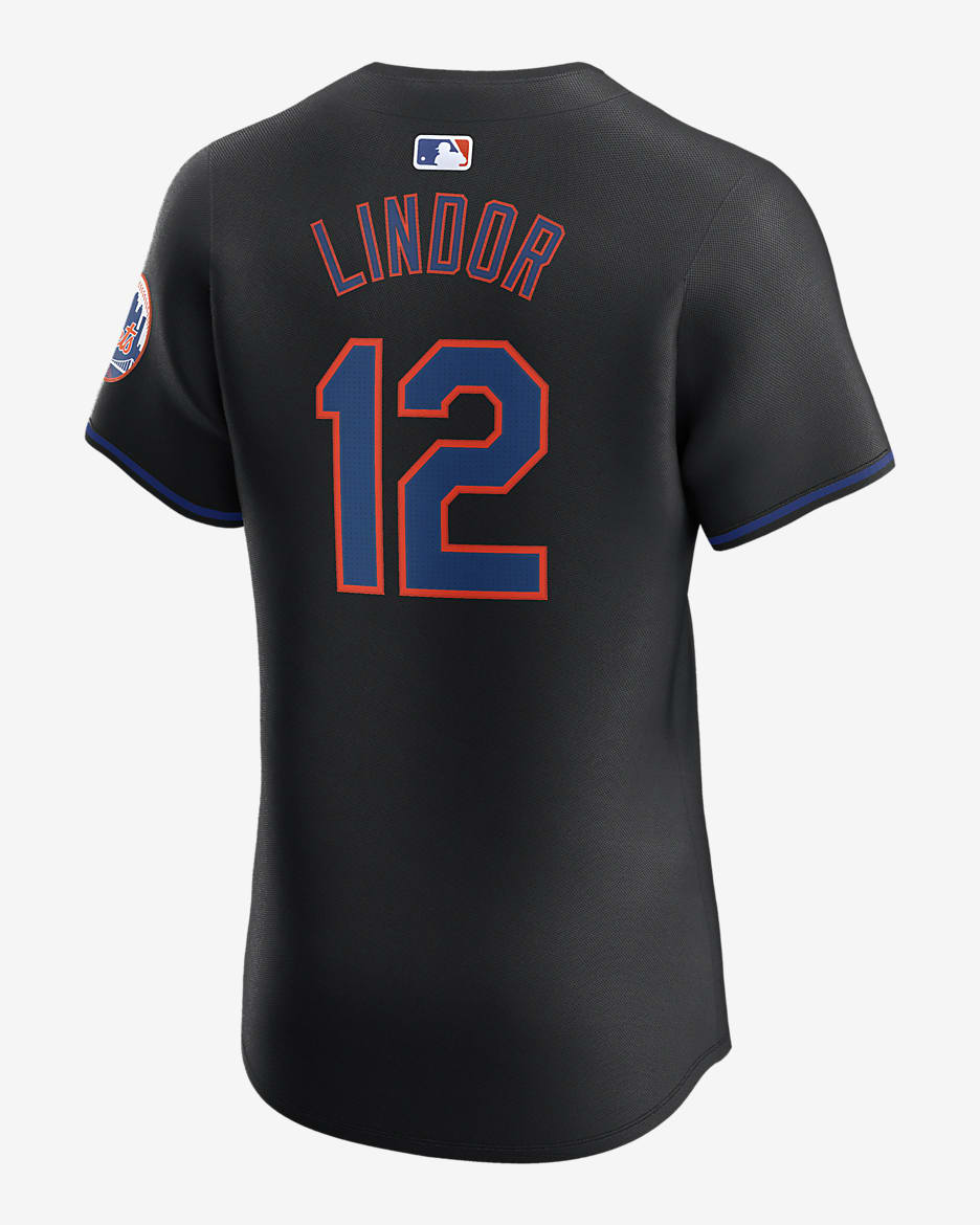 Francisco Lindor New York Mets Men's Nike Dri-FIT ADV MLB Elite Jersey - Black