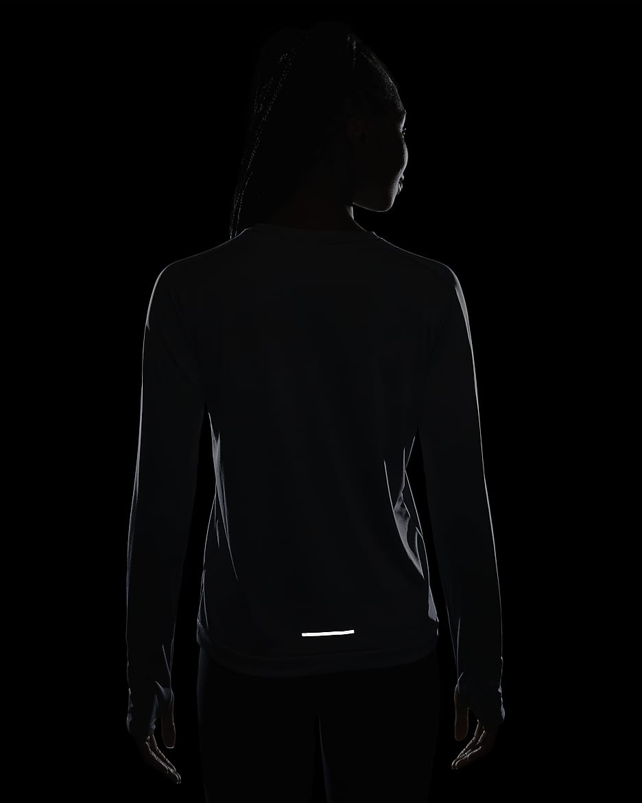 Nike Dri-FIT Women's Crew-Neck Running Top - Smoke Grey