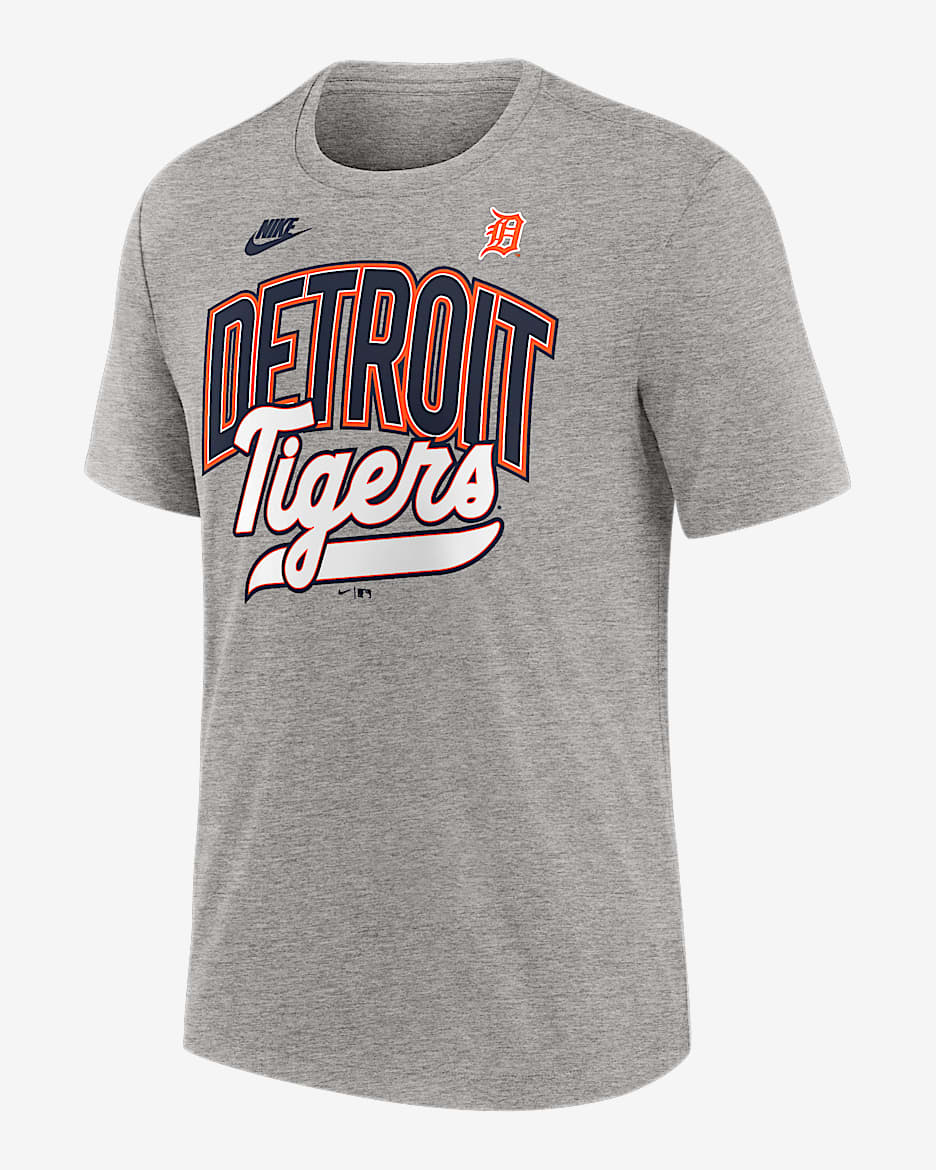 Playera Nike de la MLB para hombre Detroit Tigers Cooperstown Retro - Gris jaspeado