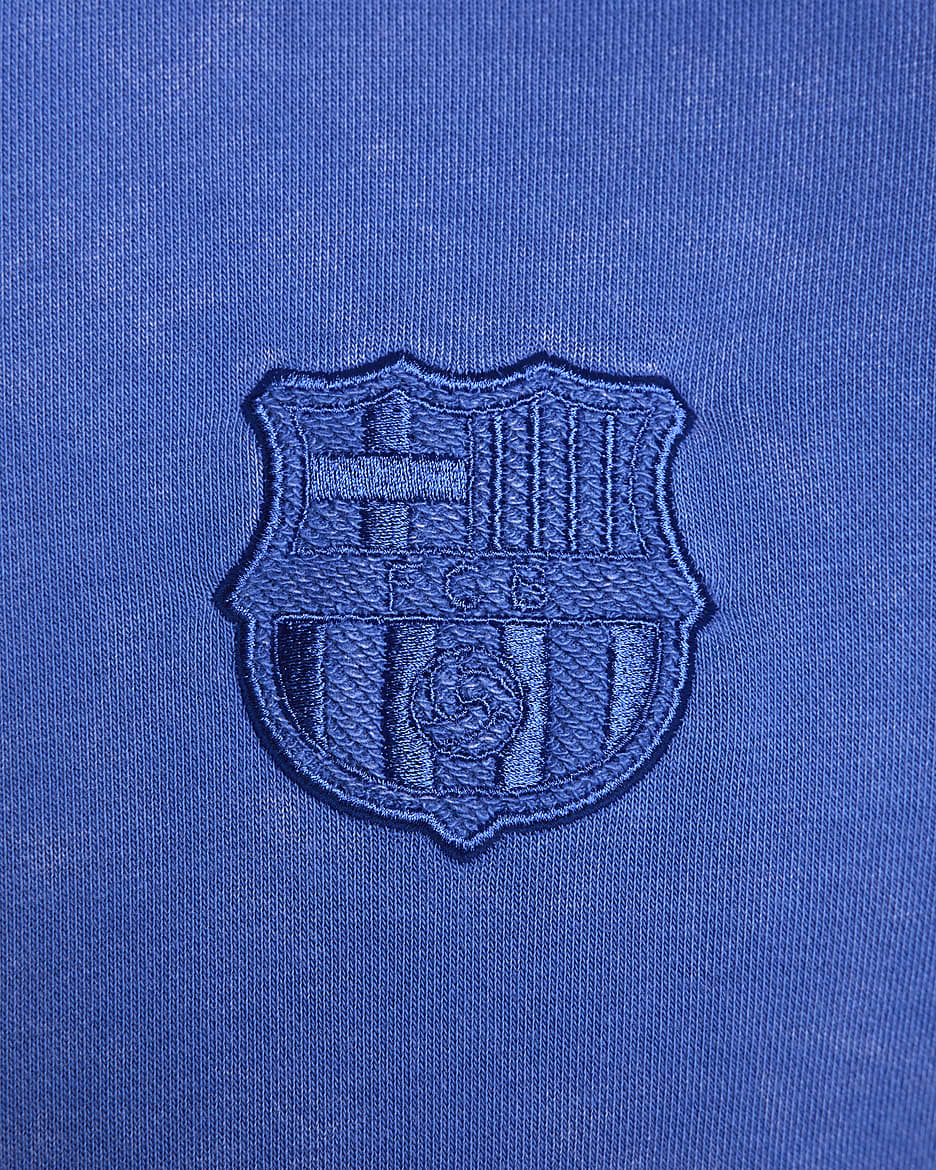 Sweat à capuche et zip en molleton Nike Football FC Barcelona Club 3e tenue pour homme - Hyper Royal/Lime Blast