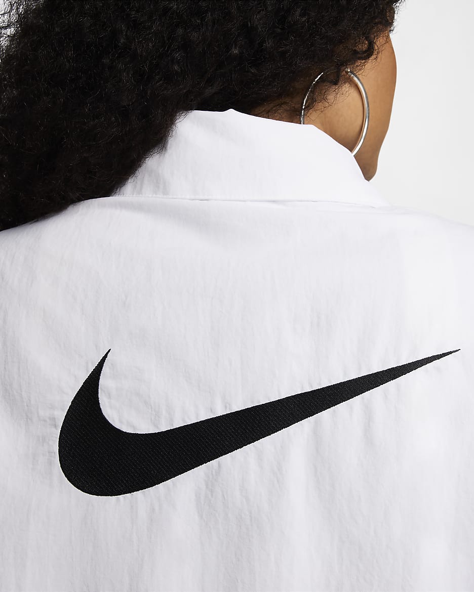 Veste de coach oversize tissée anti-UV Nike Sportswear Essential pour femme - Blanc/Noir