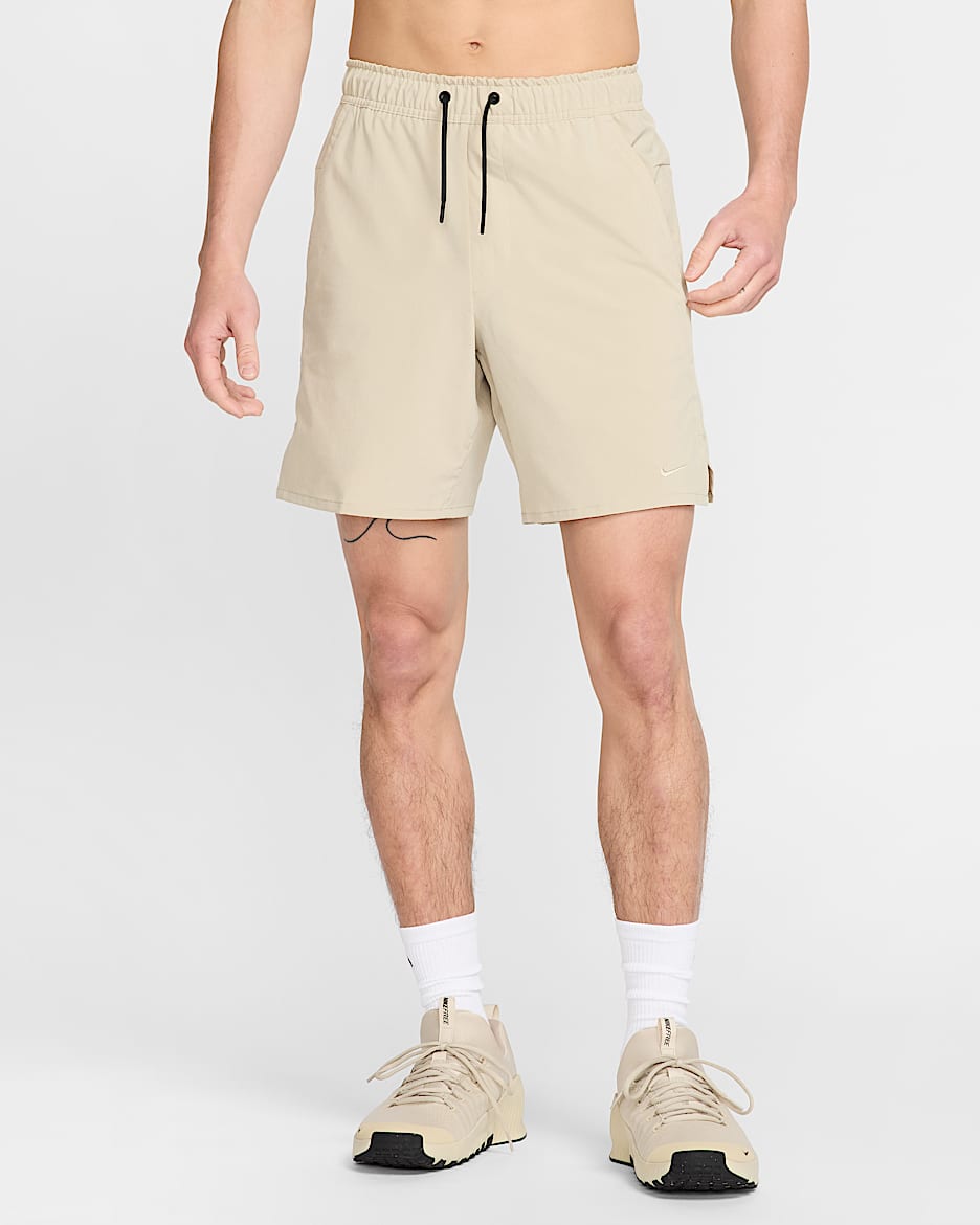 Nike Unlimited Men's Dri-FIT 18cm (approx.) Unlined Versatile Shorts - Desert Khaki/Black/Desert Khaki
