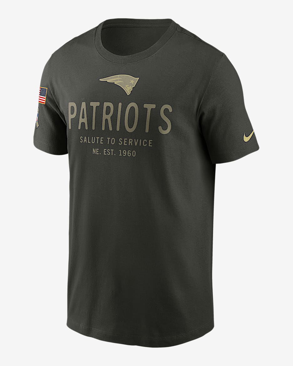New England Patriots Salute to Service Sideline Primary Edge Men's Nike Dri-FIT NFL T-Shirt - Sequoia