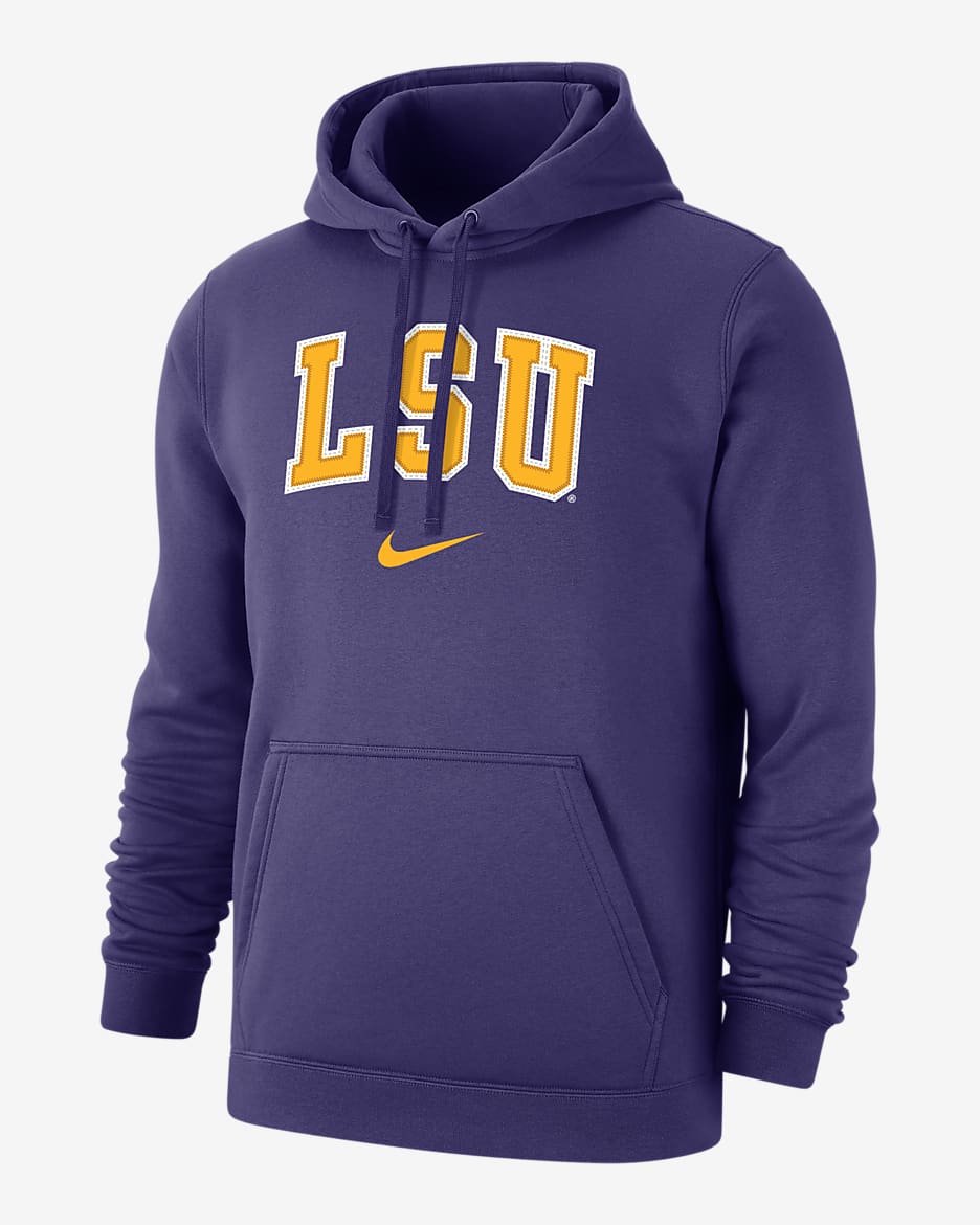 LSU Club Fleece Men's Nike College Arch 365 Hoodie - Orchid