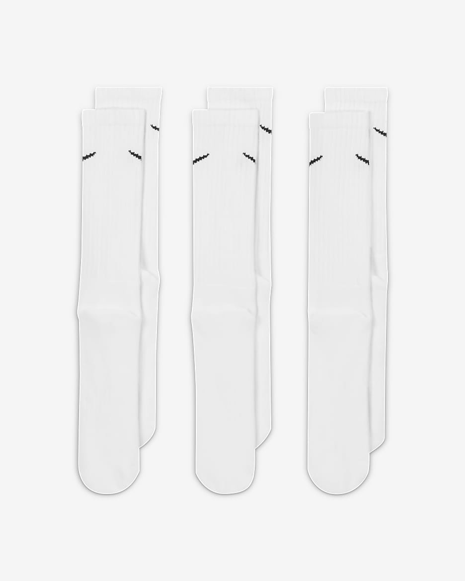 Chaussettes de training mi-mollet Nike Cushioned (3 paires) - Blanc/Noir