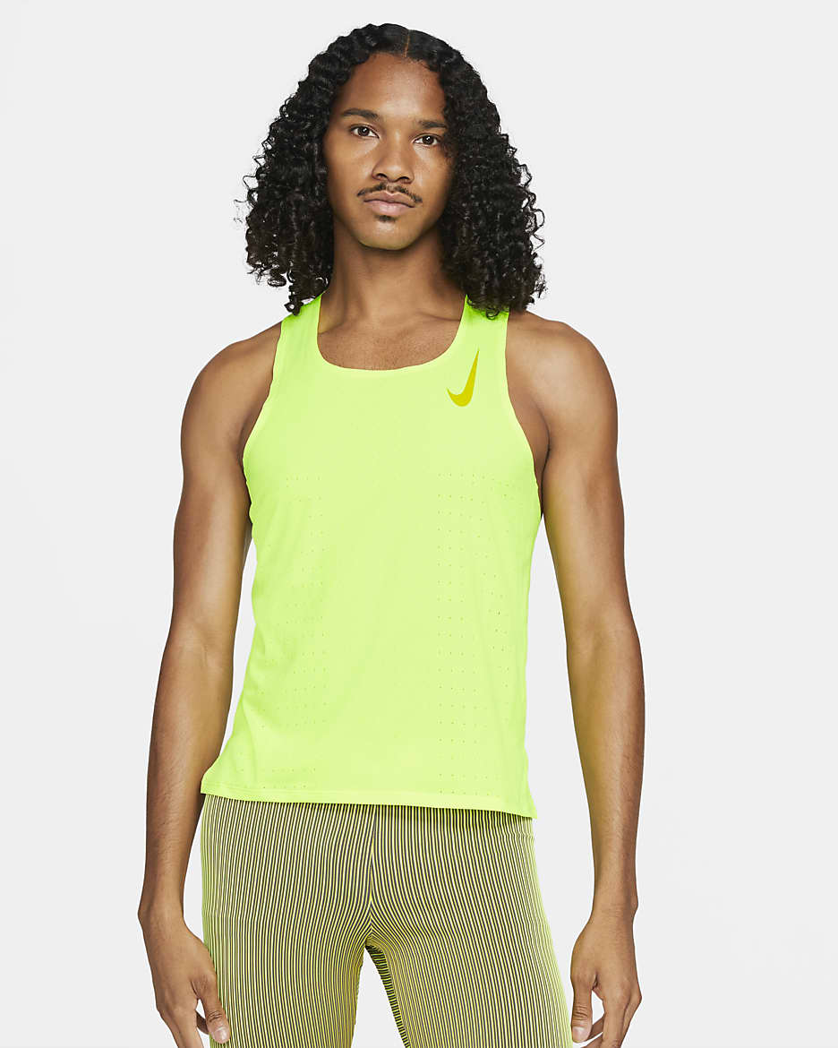 Camiseta sin mangas de running para hombre Nike AeroSwift - Volt/Limón brillante