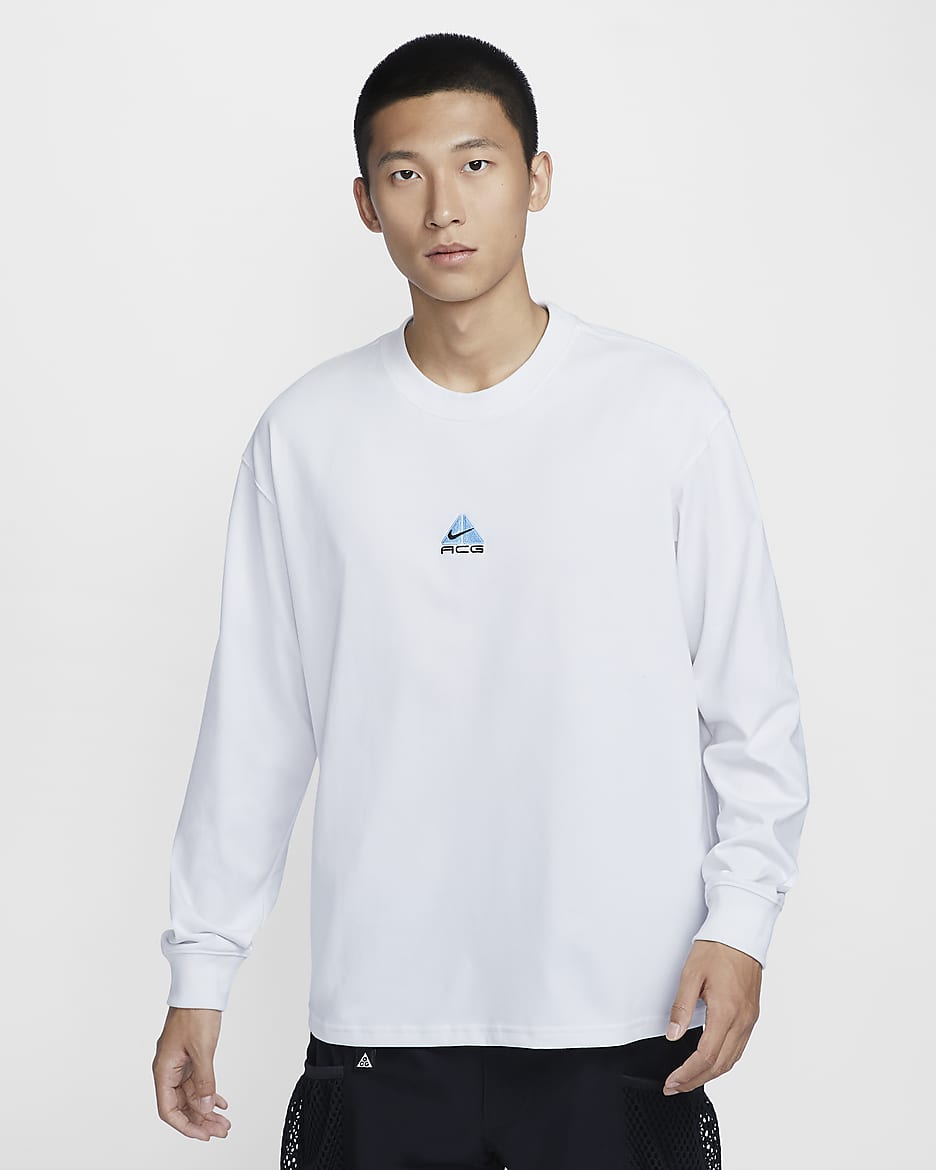 เสื้อยืดแขนยาวผู้ชาย Nike ACG "Lungs" - Summit White/ดำ