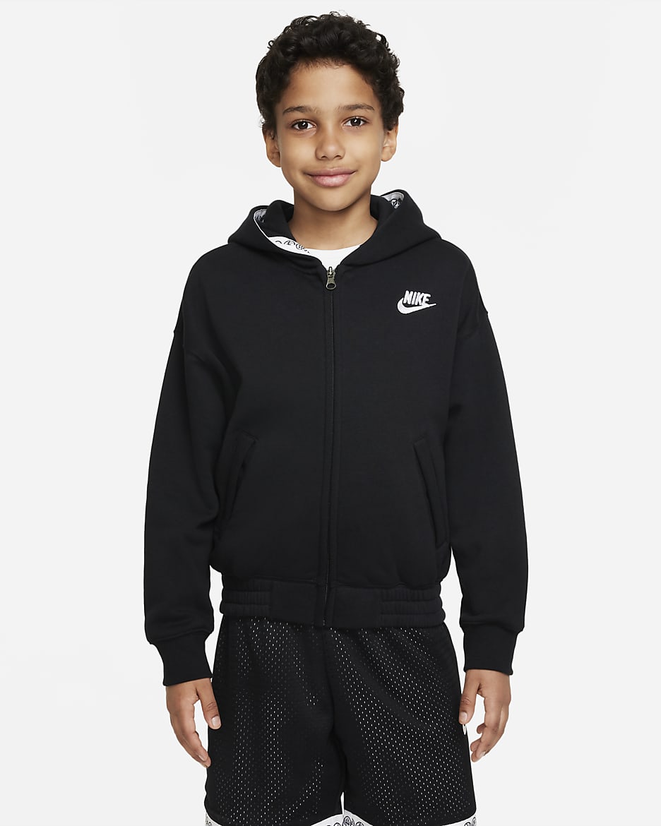 Nike Culture of Basketball Older Kids' (Boys') Full-Zip Hoodie - Black/White