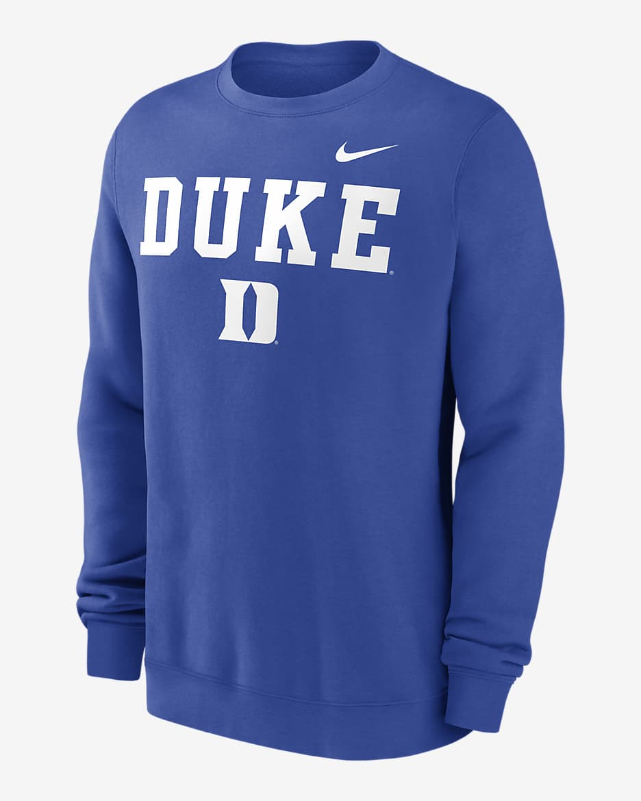 Duke Blue Devils Primetime Primary Stack Men's Nike College Pullover Crew - Blue