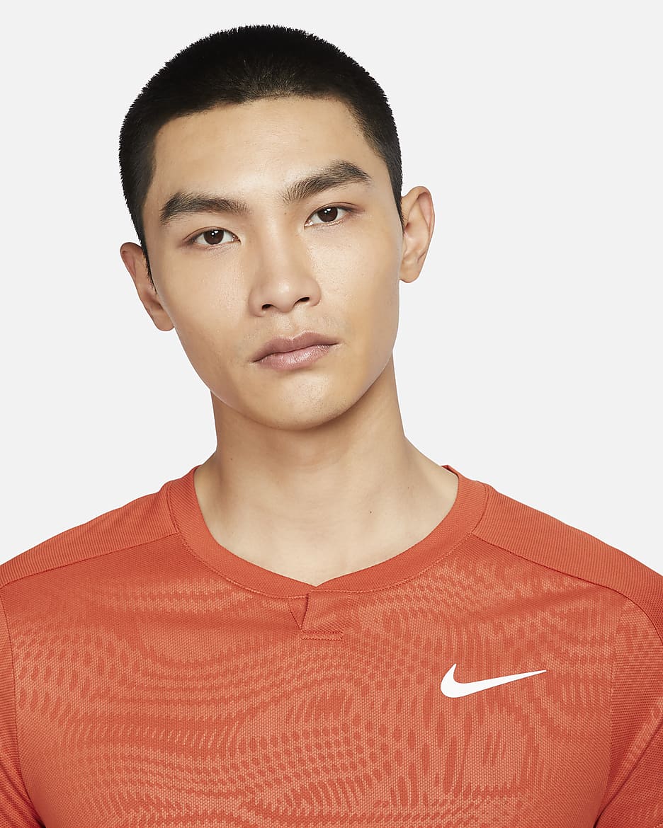 NikeCourt Slam Men's Dri-FIT Tennis Top - Rust Factor/White