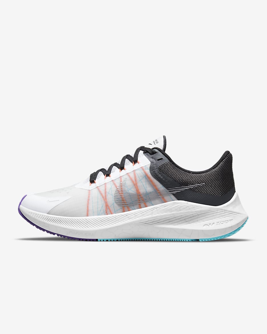 Nike Winflo 8 Women's Road Running Shoes - White/Black/Dark Smoke Grey/Metallic Silver