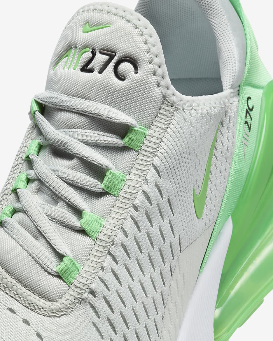Nike Air Max 270 Men's Shoes - Light Silver/Black/White/Green Shock