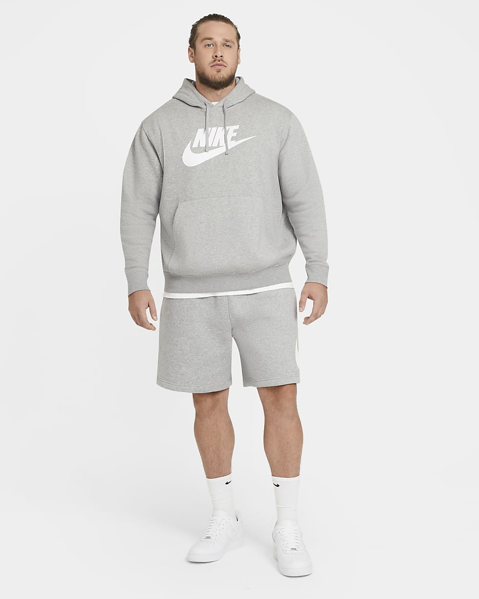 Nike Sportswear Club mintás férfi rövidnadrág - Dark Grey Heather/Fehér/Fehér