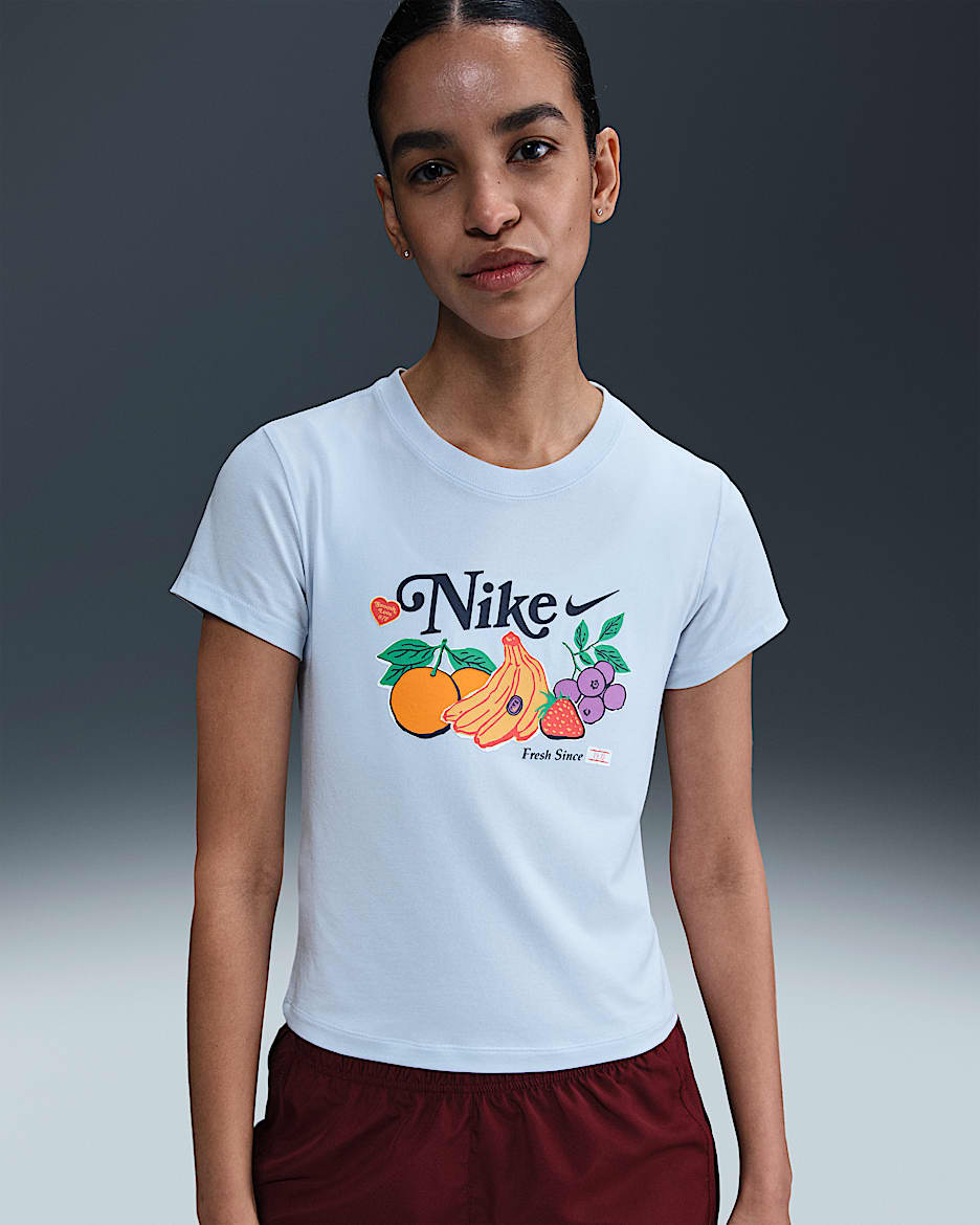 Playera slim cropped para mujer Nike Sportswear Chill Knit - Tinte azul