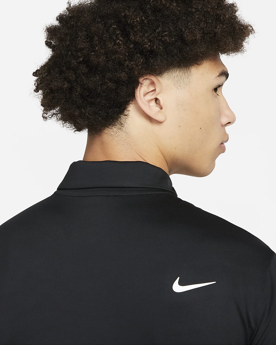 Polo de golfe sólido Nike Dri-FIT Tour para homem - Preto/Branco