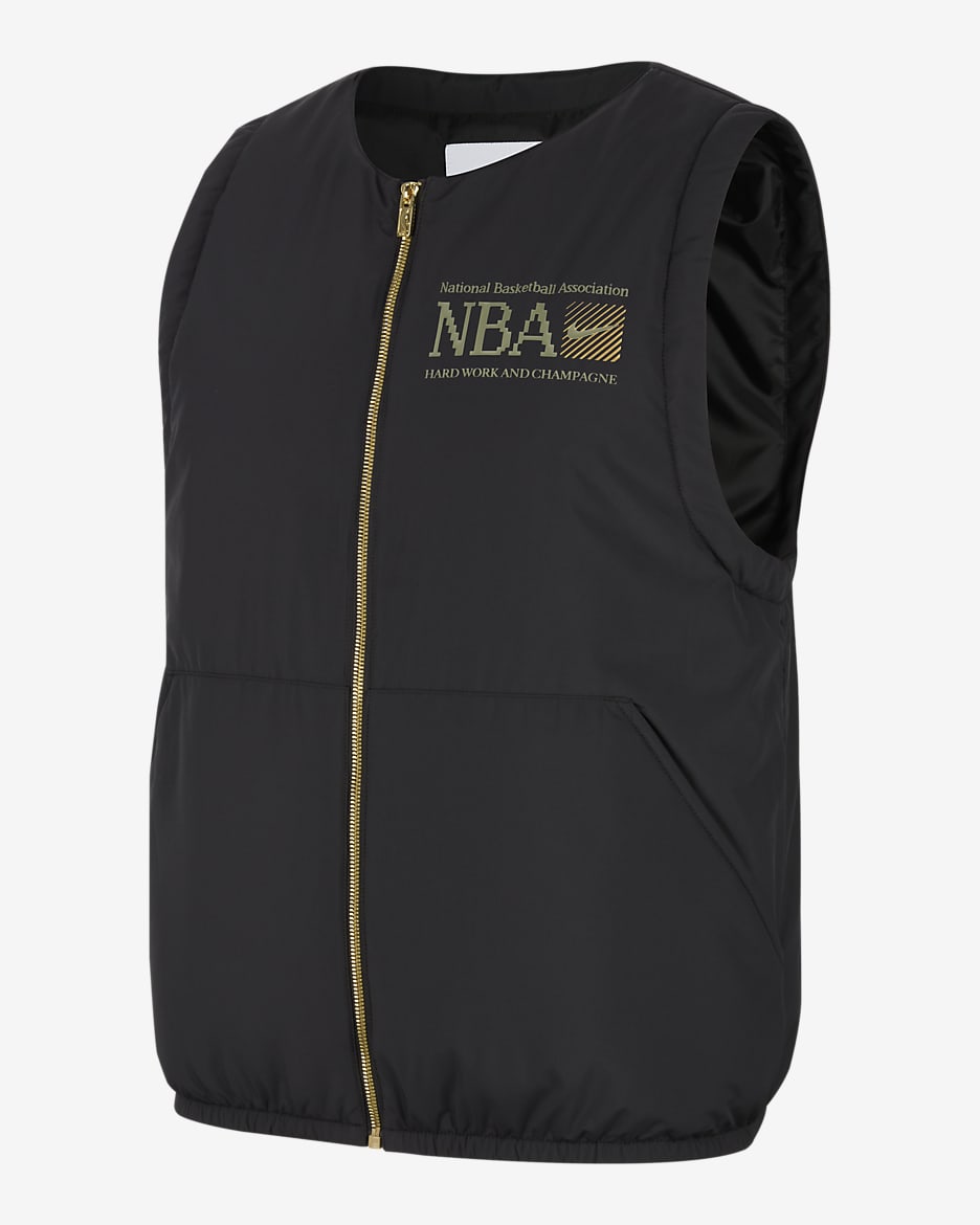 Chaleco de tejido Woven Nike Therma-FIT de la NBA para hombre Team 31 Club - Negro/Blanco cumbre/Oro metalizado