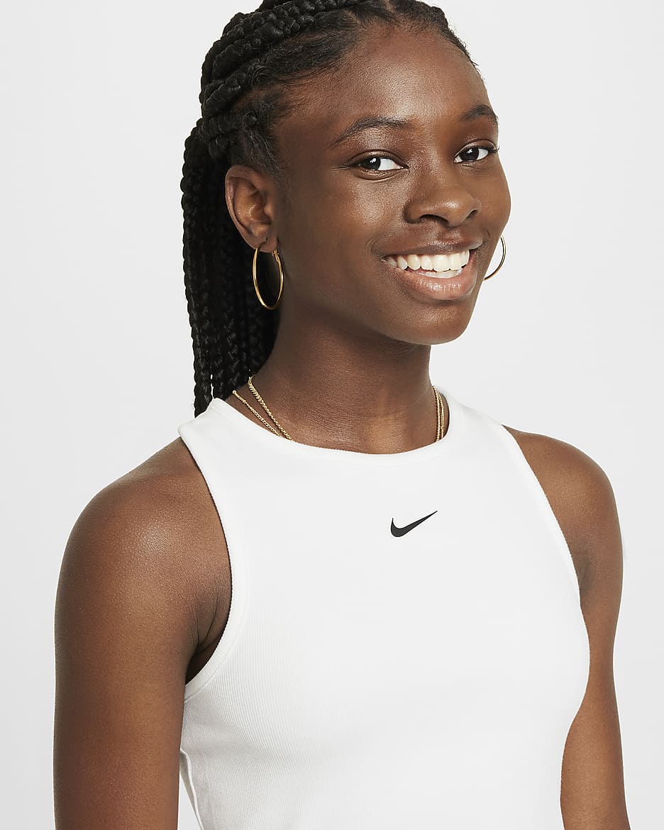 Nike Sportswear Girls' Ribbed Tank Top - White