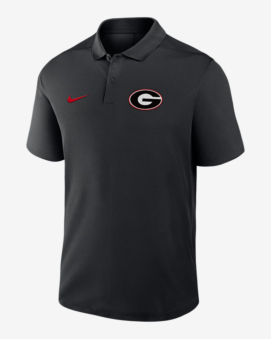 Polo universitario Nike Dri-FIT para hombre Georgia Primetime Victory Primary Logo - Negro