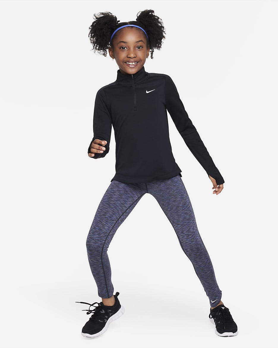 Nike Dri-FIT Older Kids' (Girls') Long-Sleeve 1/2-Zip Top - Black/White