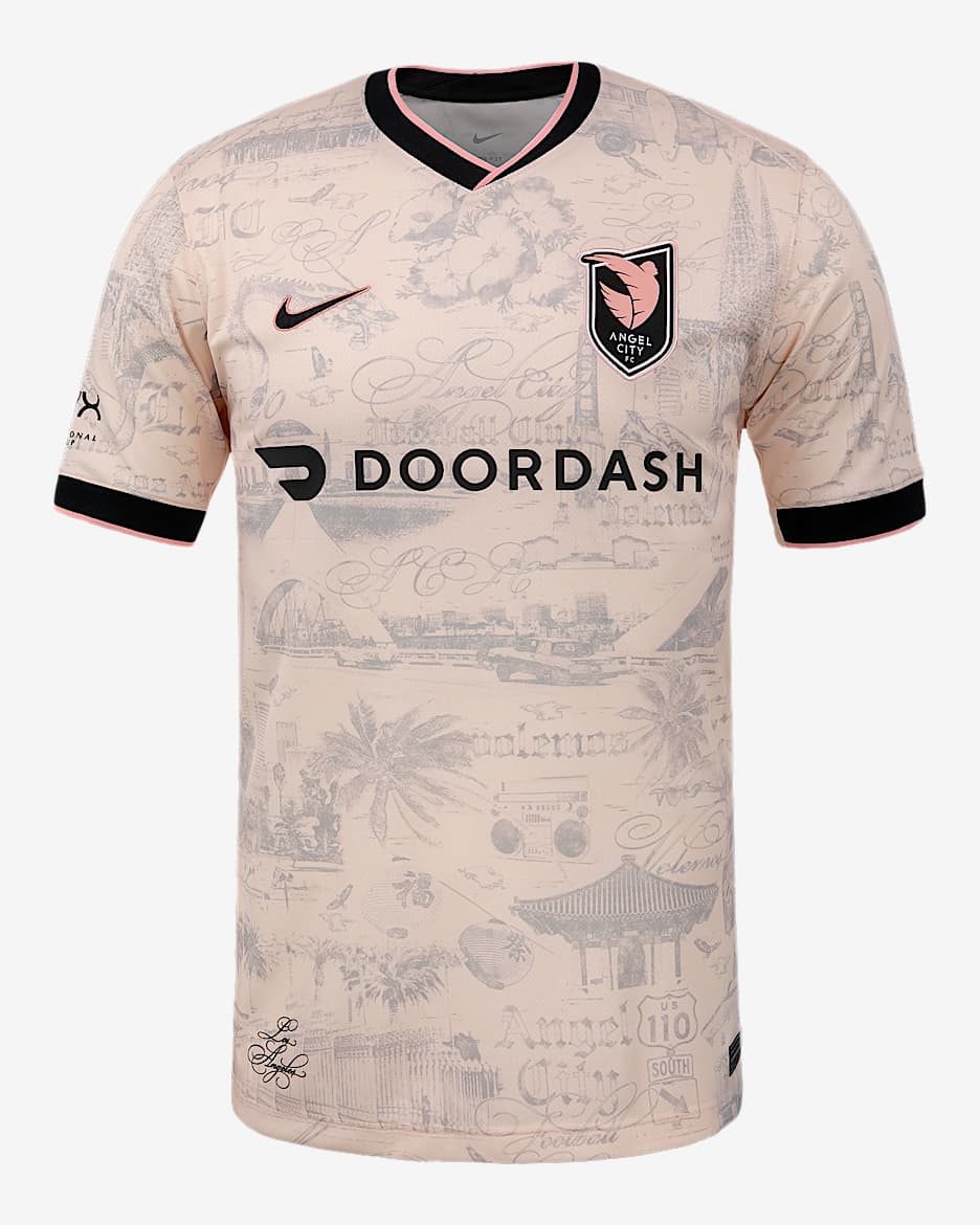 Giselle Thompson Angel City FC 2025 Stadium Away Men's Nike Dri-FIT NWSL Replica Jersey - Light Soft Pink/Atmosphere Grey