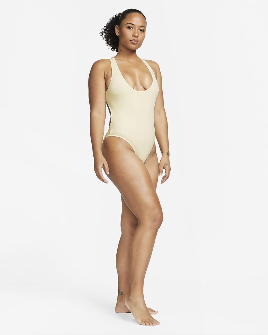 Nike Women's Cross-Back One-Piece Swimsuit - Coconut Milk/White