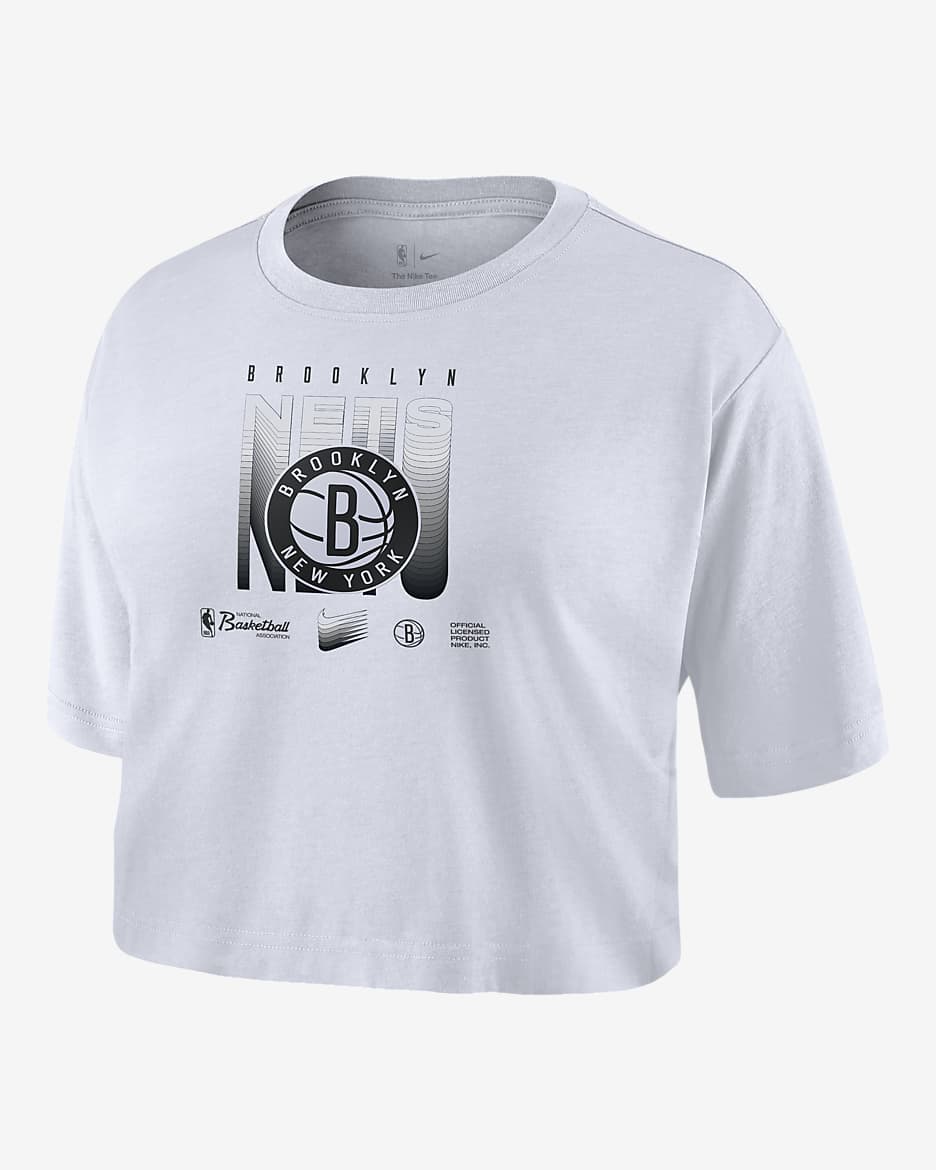 Brooklyn Nets Courtside Women's Nike NBA Cropped T-Shirt - White