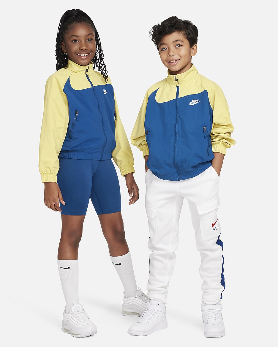 Nike Sportswear Amplify Big Kids' Woven Full-Zip Jacket - Court Blue/Saturn Gold/White