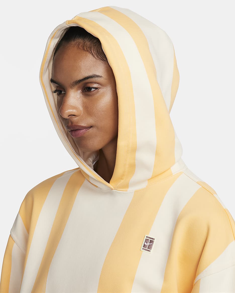 NikeCourt Heritage Women's Dri-FIT Printed Tennis Hoodie - Topaz Gold/Coconut Milk