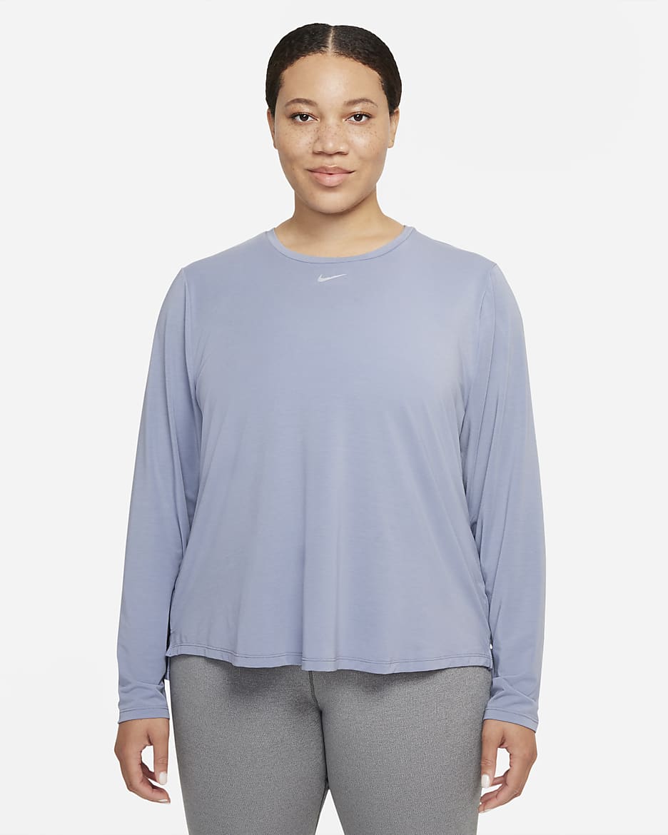 Nike Dri-FIT UV One Luxe Women's Standard Fit Long-Sleeve Top (Plus Size) - Ashen Slate