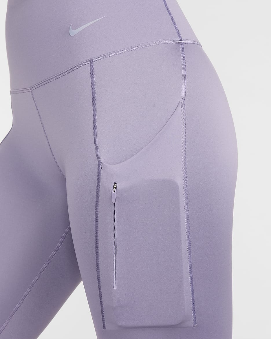 Leggings de tiro alto de 7/8 de sujeción firme con bolsillos para mujer Nike Go - Alba/Negro