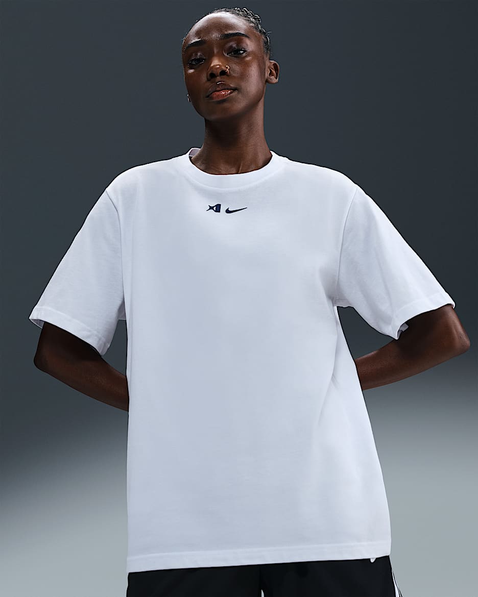 Playera de manga corta holgada para mujer A'ja Wilson - Blanco