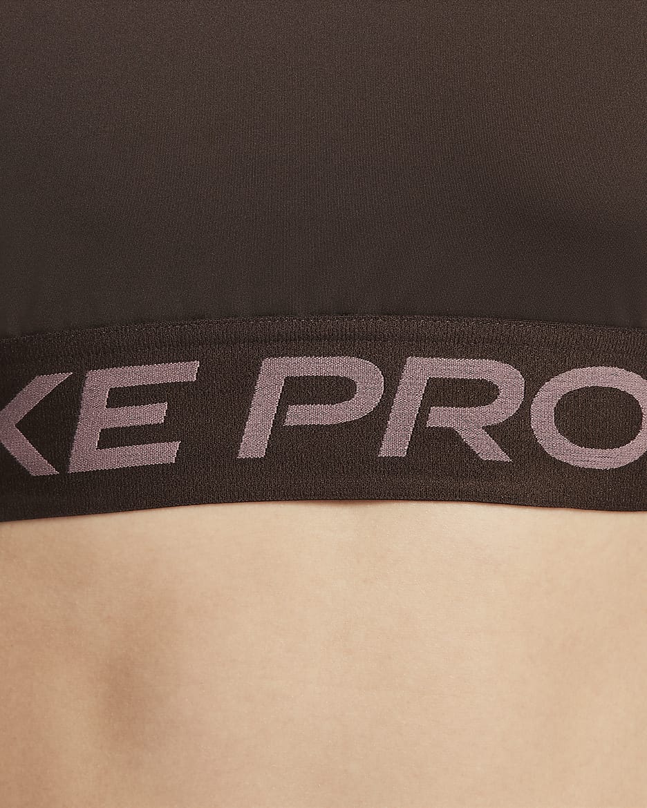 Kort långärmad tröja Nike Pro Dri-FIT för kvinnor - Baroque Brown/Vit