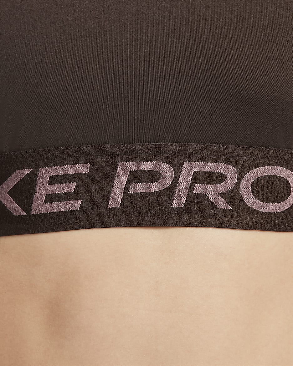 Γυναικεία μακρυμάνικη crop μπλούζα Dri-FIT Nike Pro - Baroque Brown/Λευκό