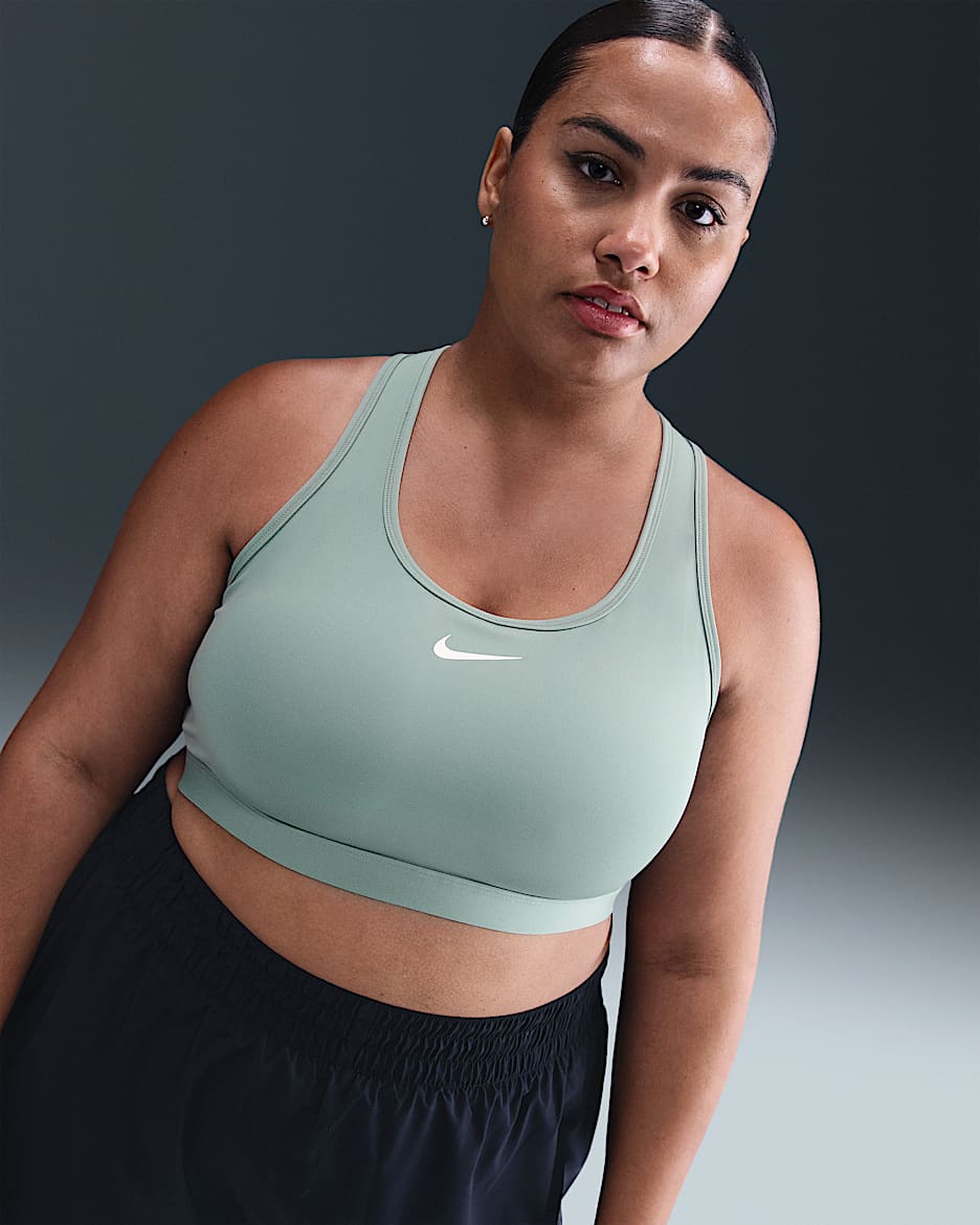 Nike Swoosh Medium Support Women's Padded Sports Bra (Plus Size) - Cannon/White