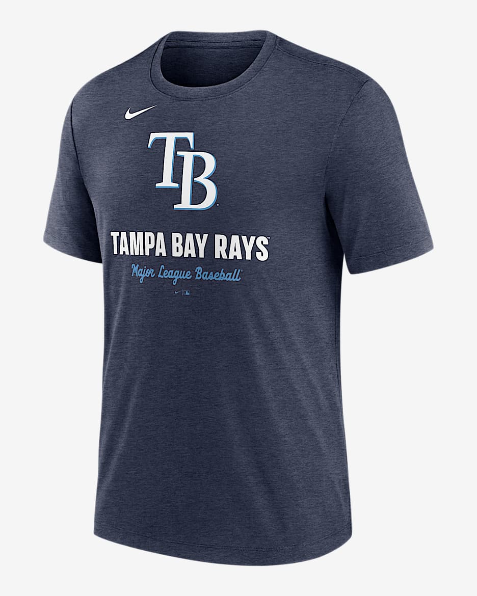 Playera Nike de la MLB para hombre Tampa Bay Rays Logo - Azul marino jaspeado