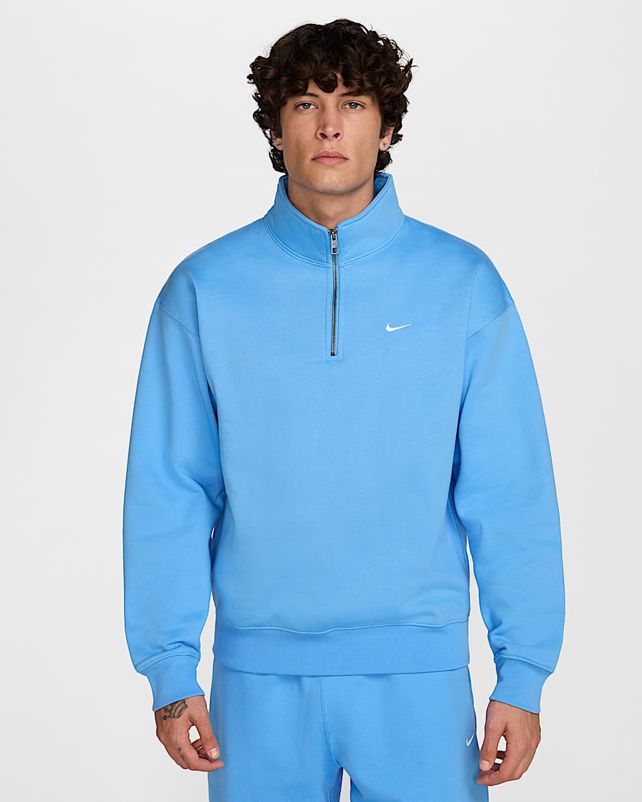 Sudadera con cierre de 1/4 para hombre Nike Solo Swoosh - Azul universitario/Blanco