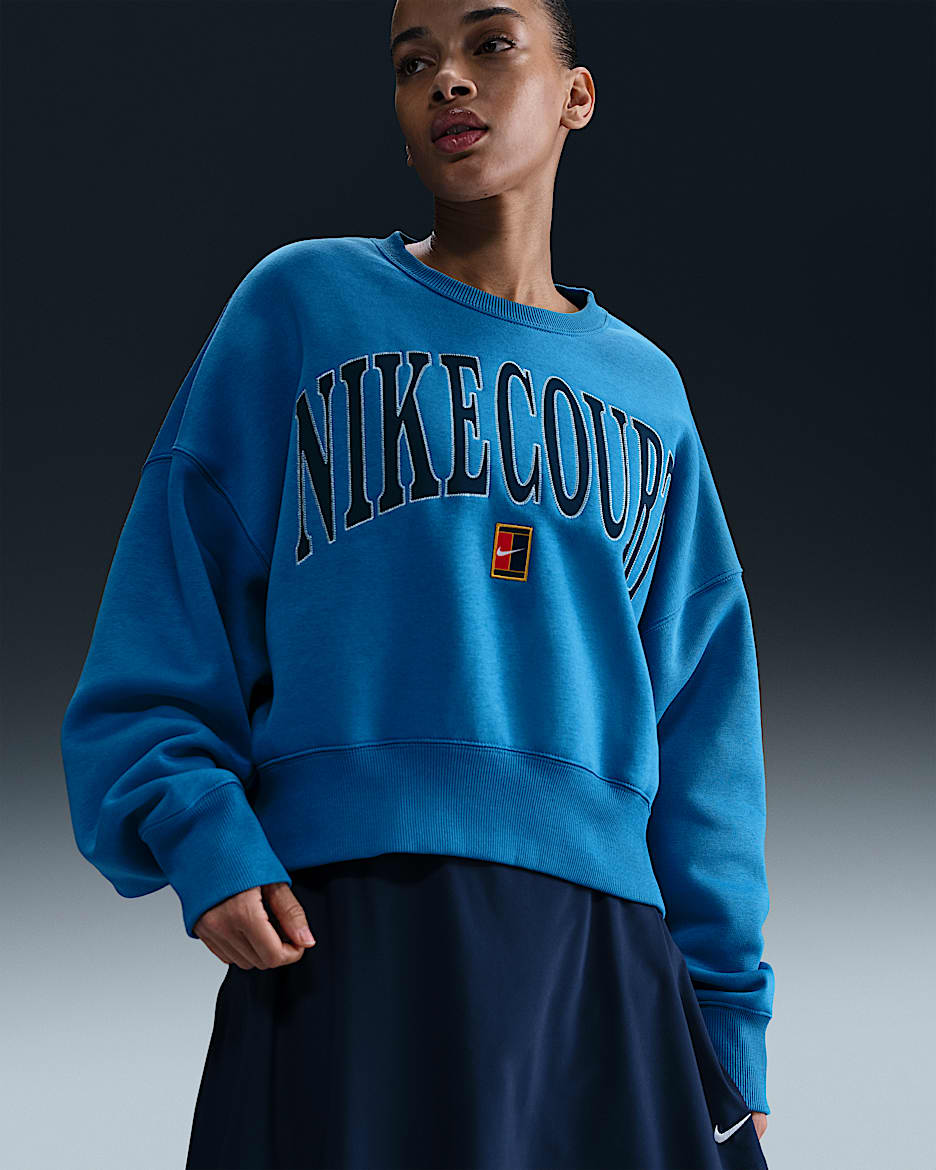 NikeCourt Phoenix Fleece Women's Over-Oversized Crew-Neck Tennis Sweatshirt - Star Blue/Star Blue/Psychic Blue/Armory Navy
