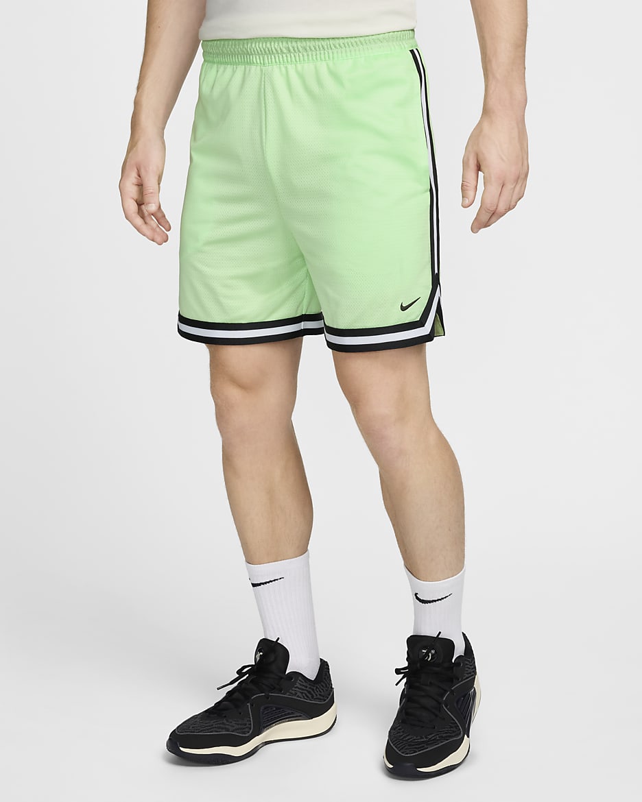 Shorts de básquetbol Dri-FIT de 15 cm para hombre Nike DNA - Verde vapor/Negro/Negro