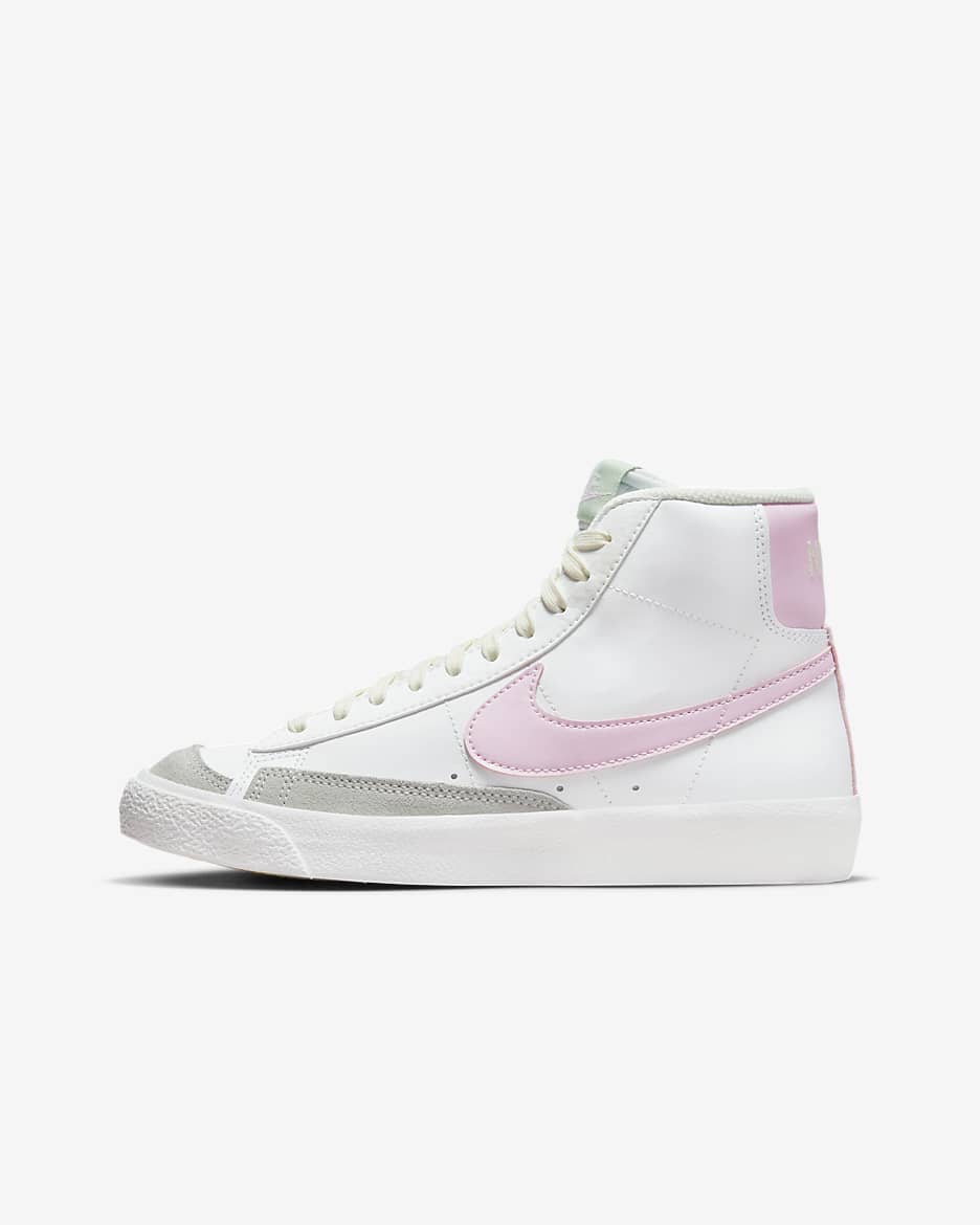 Tenis para niños grandes Nike Blazer Mid '77 - Blanco cumbre/Leche de coco/Pulpa dulce/Espuma rosa