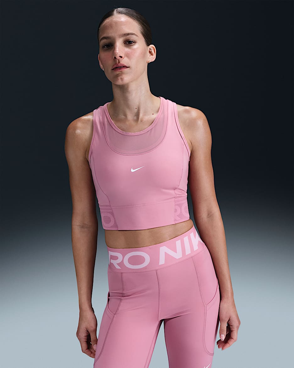 Nike Pro Women's Dri-FIT Cropped Tank Top - Elemental Pink/White
