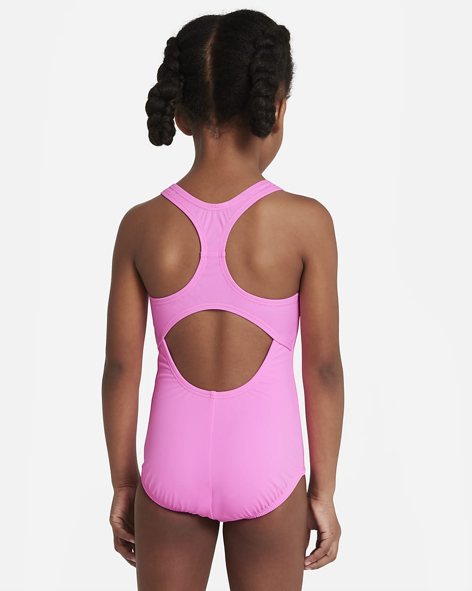 Traje de baño de una sola pieza con espalda deportiva para niña talla pequeña Nike Swim Essential - Hechizo rosa