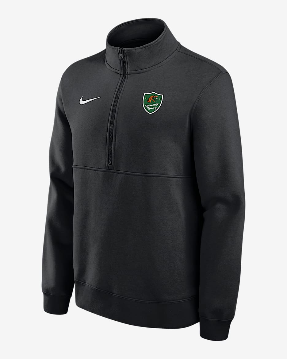 Nike College Club Fleece (Florida A&M University) Men's 1/4 Zip Top - Black