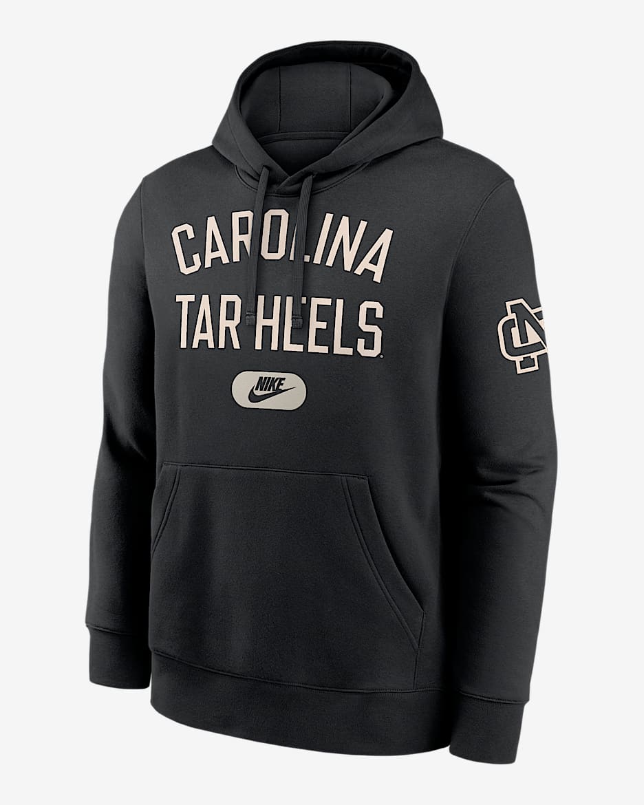 North Carolina Club Men's Nike College Pullover Hoodie - Black