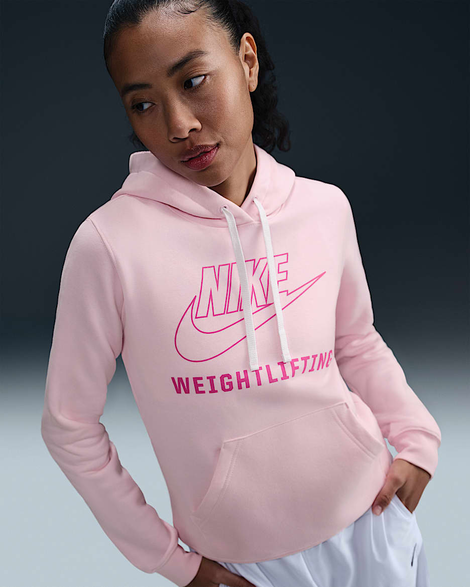 Sudadera con gorro sin cierre de halterofilia para mujer Nike - Espuma rosa