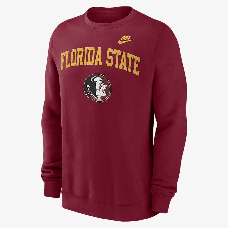 Sudadera de cuello redondo sin cierre universitaria Nike para hombre Florida State Seminoles Legacy Classic Arch Over Logo - Carmesí team