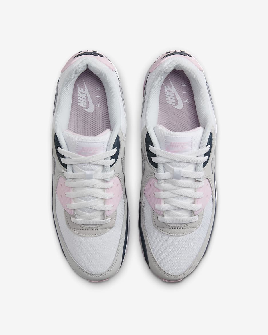 Nike Air Max 90 Men's Shoes - White/Pink Foam/Armory Navy/Wolf Grey